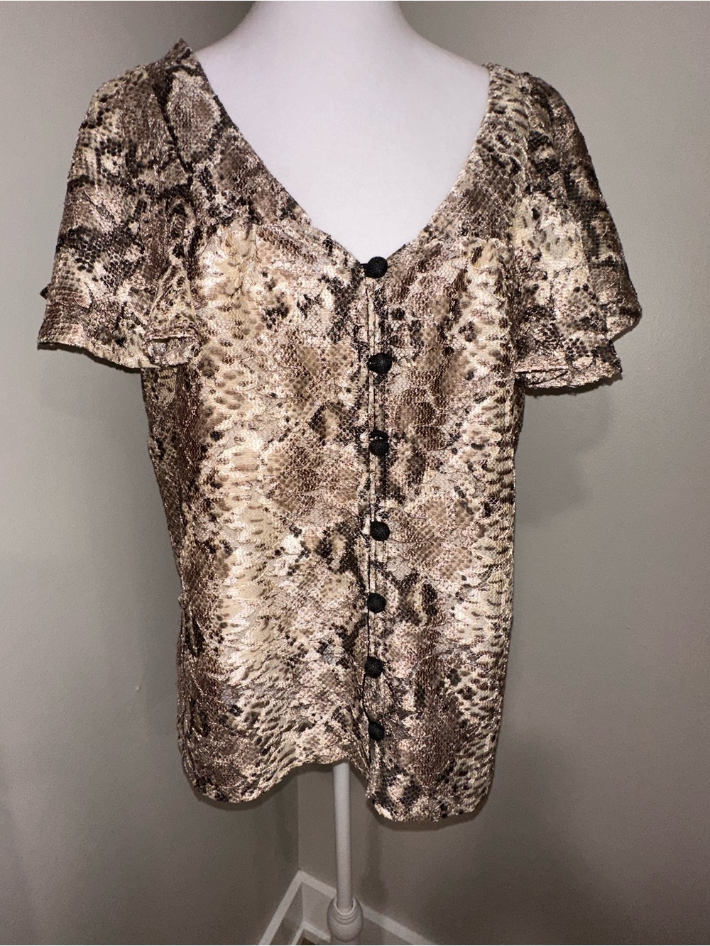 Eva Franco Women's Snakeskin Top Tan Brown Size Medium